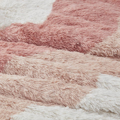 3 PCS Full/Queen Ombre Shaggy Faux Fur Duvet Cover Set Blush Multi