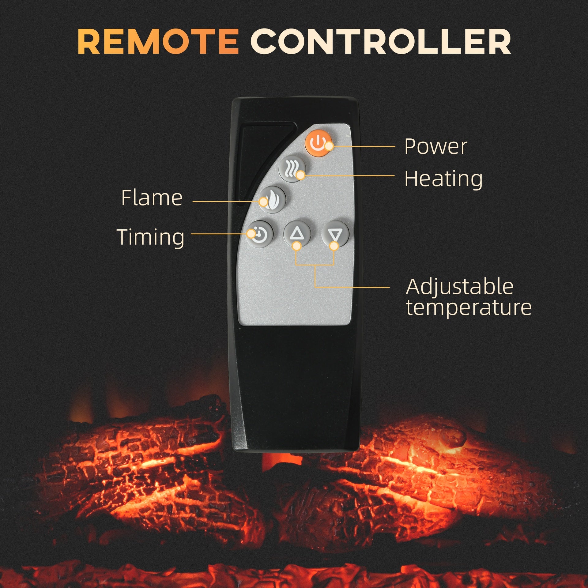 HOMCOM 27" Electric Fireplace Insert, Retro Recessed Fireplace Heater with Realistic Log Flame, Remote Control, and Adjustable Brightness, 1400W, Black