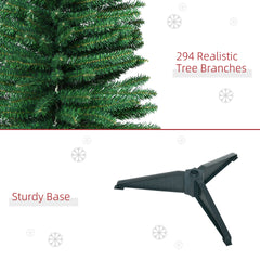 HOMCOM 5' Artificial Pencil Christmas Tree, Slim Xmas Tree with 294 Realistic Branch Tips and Plastic Stand, Green