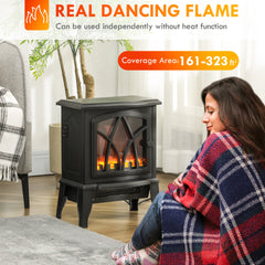 HOMCOM Electric Fireplace Heater, Freestanding Fireplace Stove with Realistic Flames Overheating Protection 750W/1500W, Black
