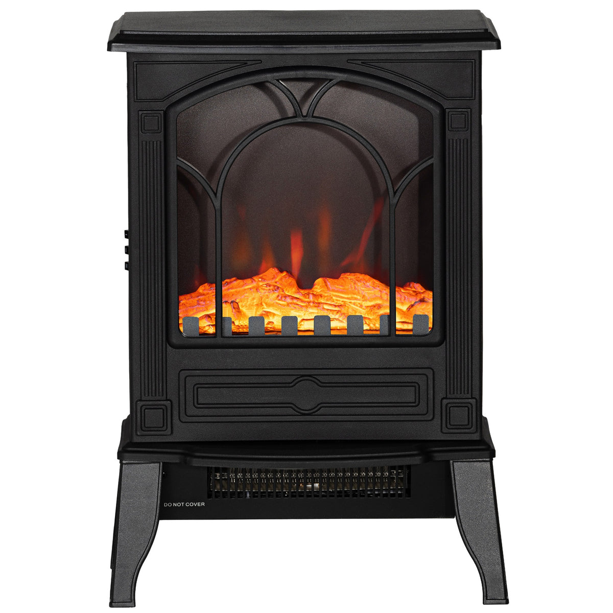 HOMCOM Electric Fireplace Heater, Freestanding Fireplace Stove with Realistic Flame Effect Overheat Protection 725W/1450W Black