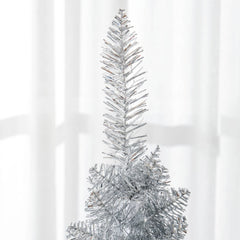 HOMCOM 5ft Unlit Pencil Artificial Christmas Tree with Realistic Branches and 294 Tips, Plastic Base, Silver