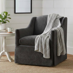 Luisa Skirted Swivel Accent Chair - Mink