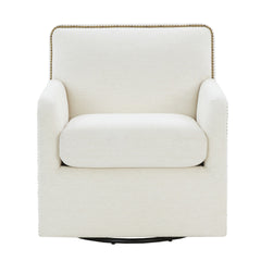 Torrance Swivel Accent Chair with Nailhead Trim - Cream