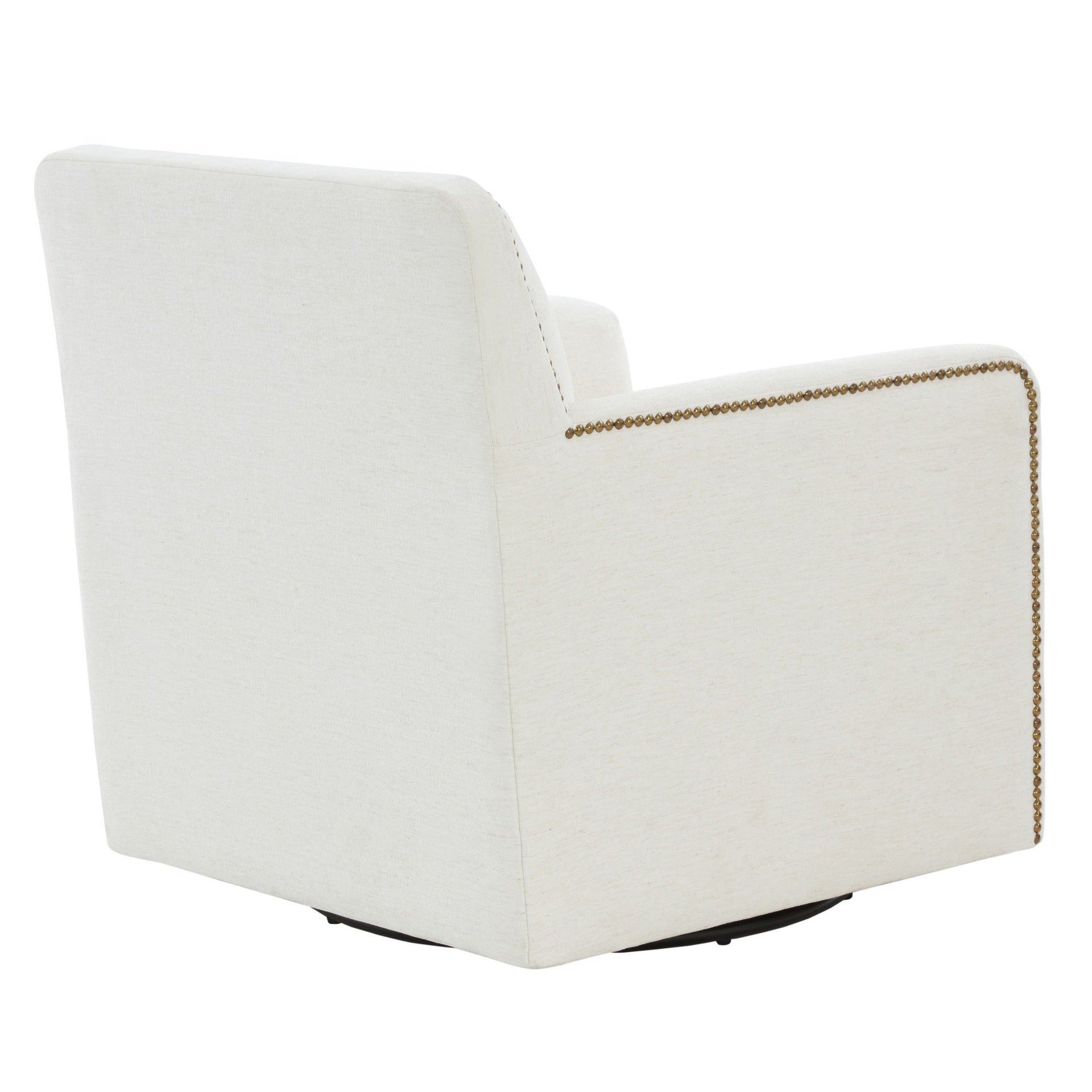 Torrance Swivel Accent Chair with Nailhead Trim - Cream