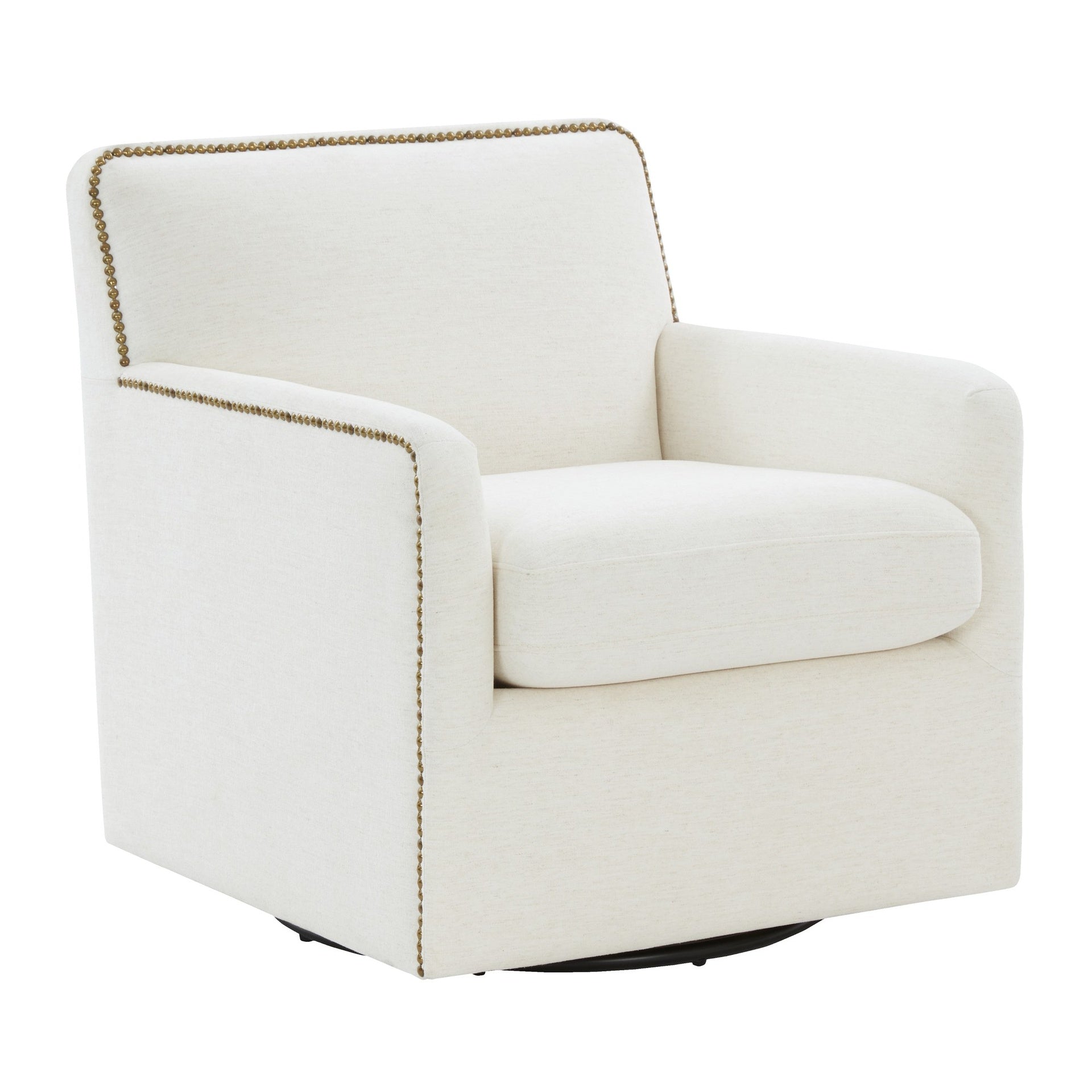 Torrance Swivel Accent Chair with Nailhead Trim - Cream