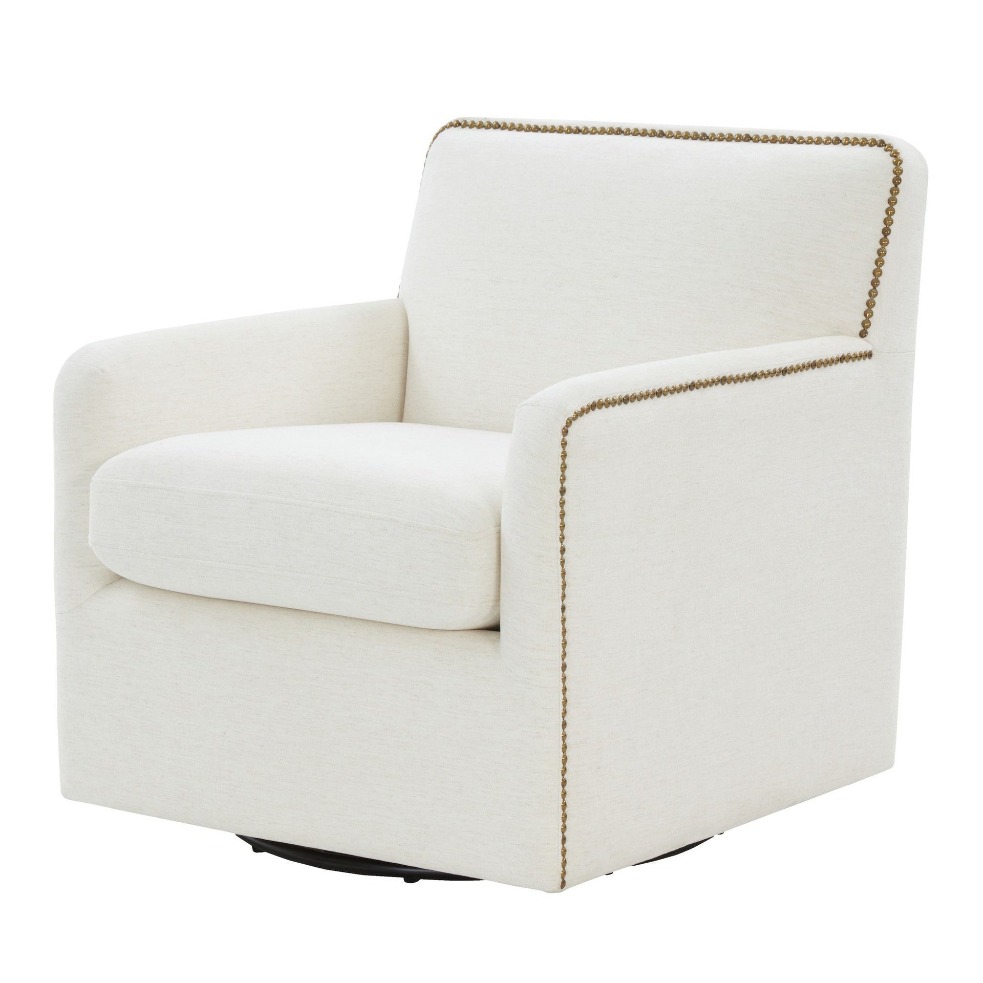 Torrance Swivel Accent Chair with Nailhead Trim - Cream