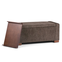 Bretton 42 inch Wide Lift Top Storage Ottoman in Deep Umber Brown Polyester Fabric