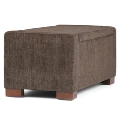 Bretton 42 inch Wide Lift Top Storage Ottoman in Deep Umber Brown Polyester Fabric