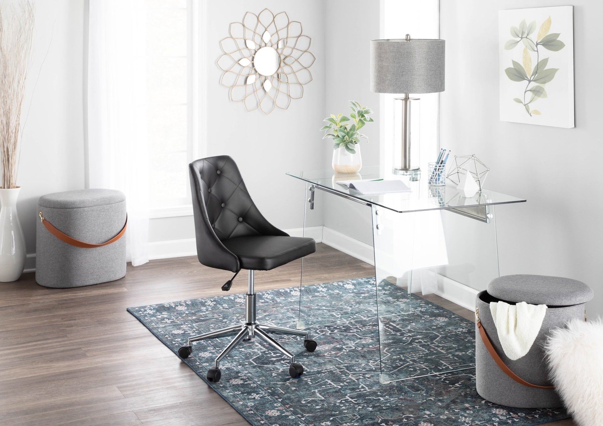 Contemporary Desk in Clear and Chrome