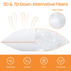 Bed Pillows Standard Size Set of 2, Fluffy Pillows for Back, Stomach or Side Sleepers, Luxury Hotel Quality, White