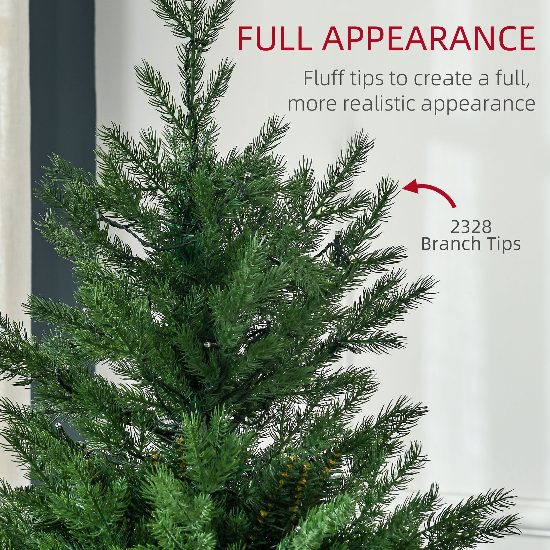 HOMCOM 6' Artificial Prelit Christmas Trees Holiday Decor with Warm White LED Lights, Auto Open, 8 Light Modes