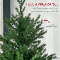 HOMCOM 6' Artificial Prelit Christmas Trees Holiday Decor with Warm White LED Lights, Auto Open, 8 Light Modes