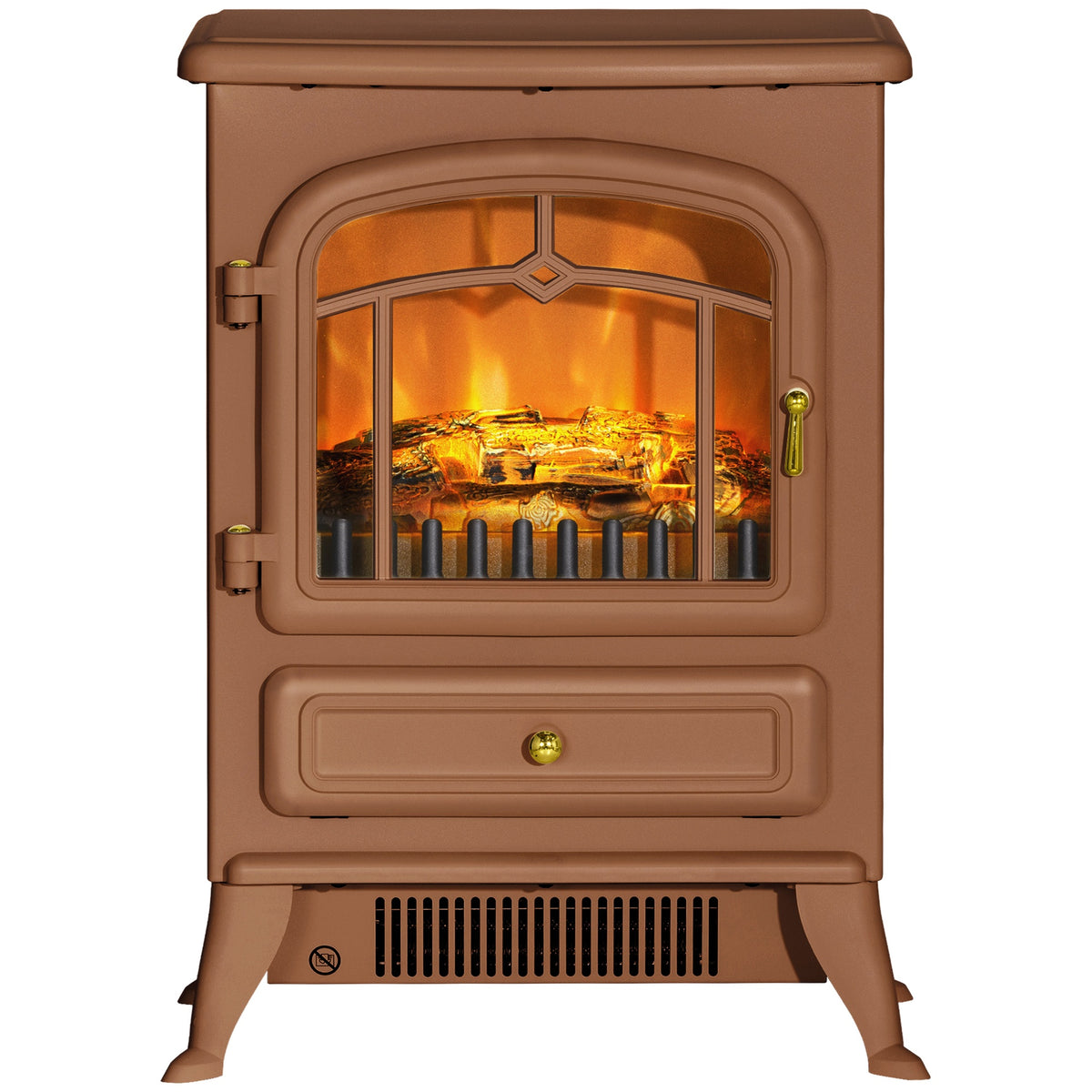 HOMCOM Fireplace Stove, Electric Fireplace Heater with Realistic LED Flames and Logs, 725W/1450W, Dark Brown