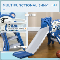 Qaba Slide for Kids with Basketball Hoop for Indoor Use, Easy Set Up Baby Slide for Kids 18-36 Months, Blue