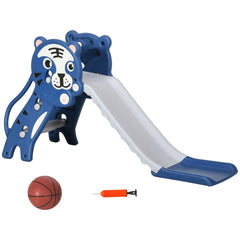 Qaba Slide for Kids with Basketball Hoop for Indoor Use, Easy Set Up Baby Slide for Kids 18-36 Months, Blue