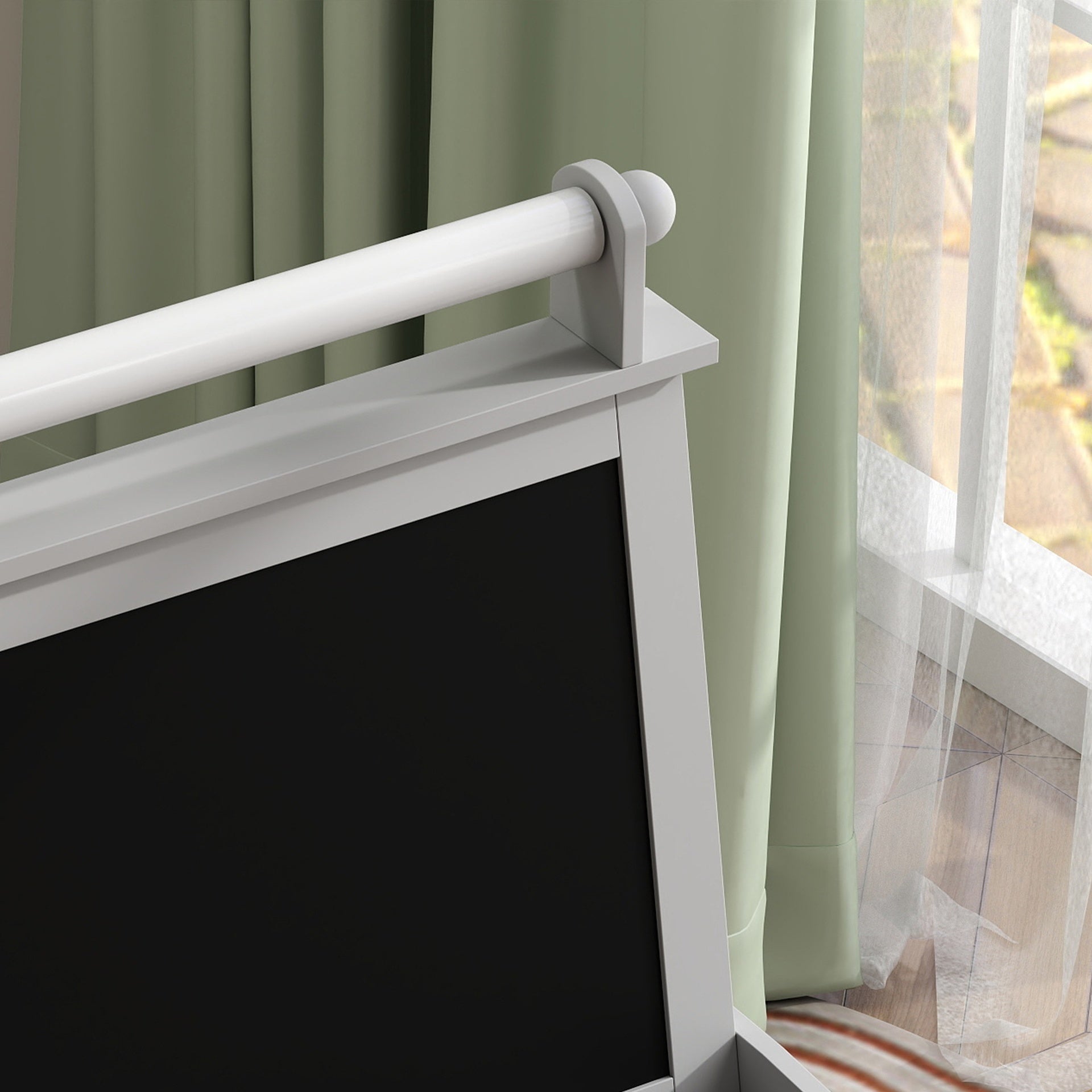 Qaba Double Sided Easel for Kids, Standing Toddler Easel with Paper Roll, Magnetic Whiteboard, Chalkboard & Storage, Gray