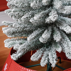 HOMCOM 7ft Artificial Christmas Tree, Snow Flocked Branches, Metal Base, Pencil Xmas Tree