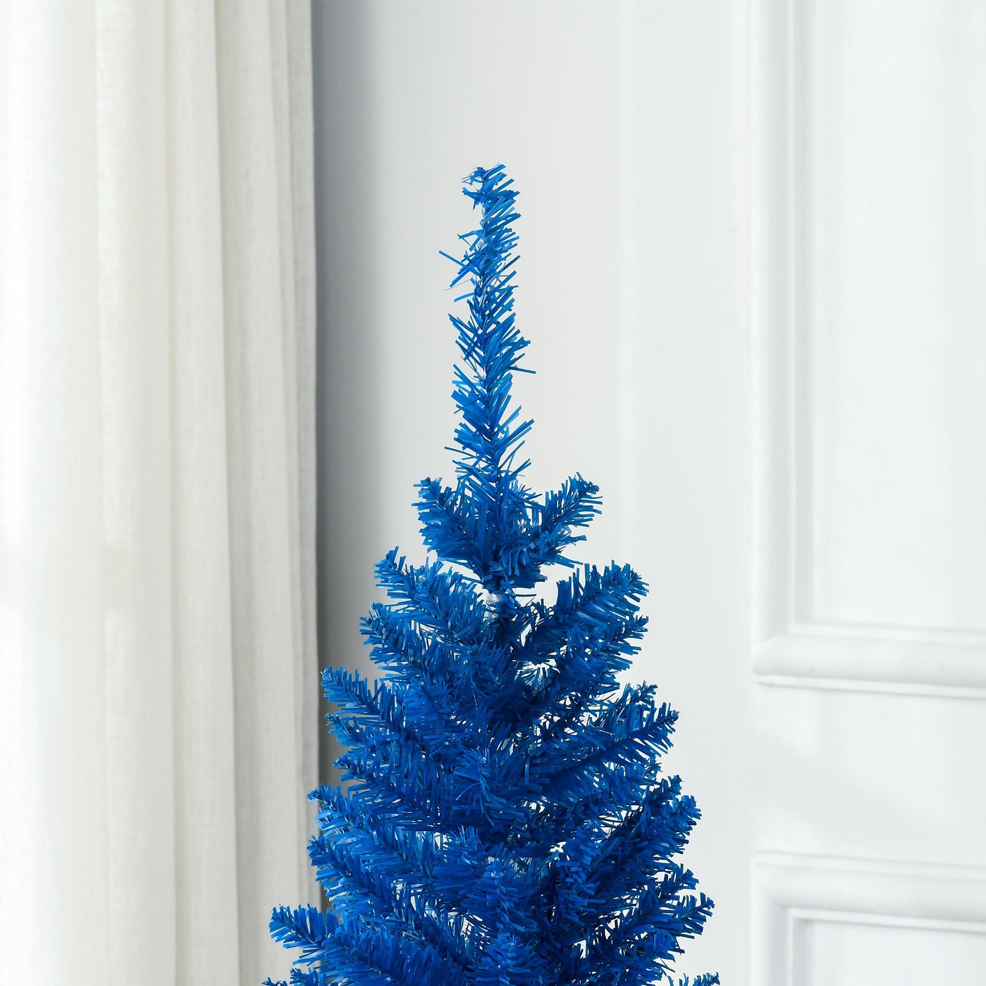 HOMCOM 7FT Decorated Christmas Tree, Pencil Christmas Tree with 499 Realistic Branch Tips and Plastic Stand, Blue