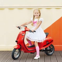 Qaba 24V Kids Motorcycle with 3-Speed, Electric Motorcycle with Rear Suspension and LED Lights for 8-12 Years Old, Red