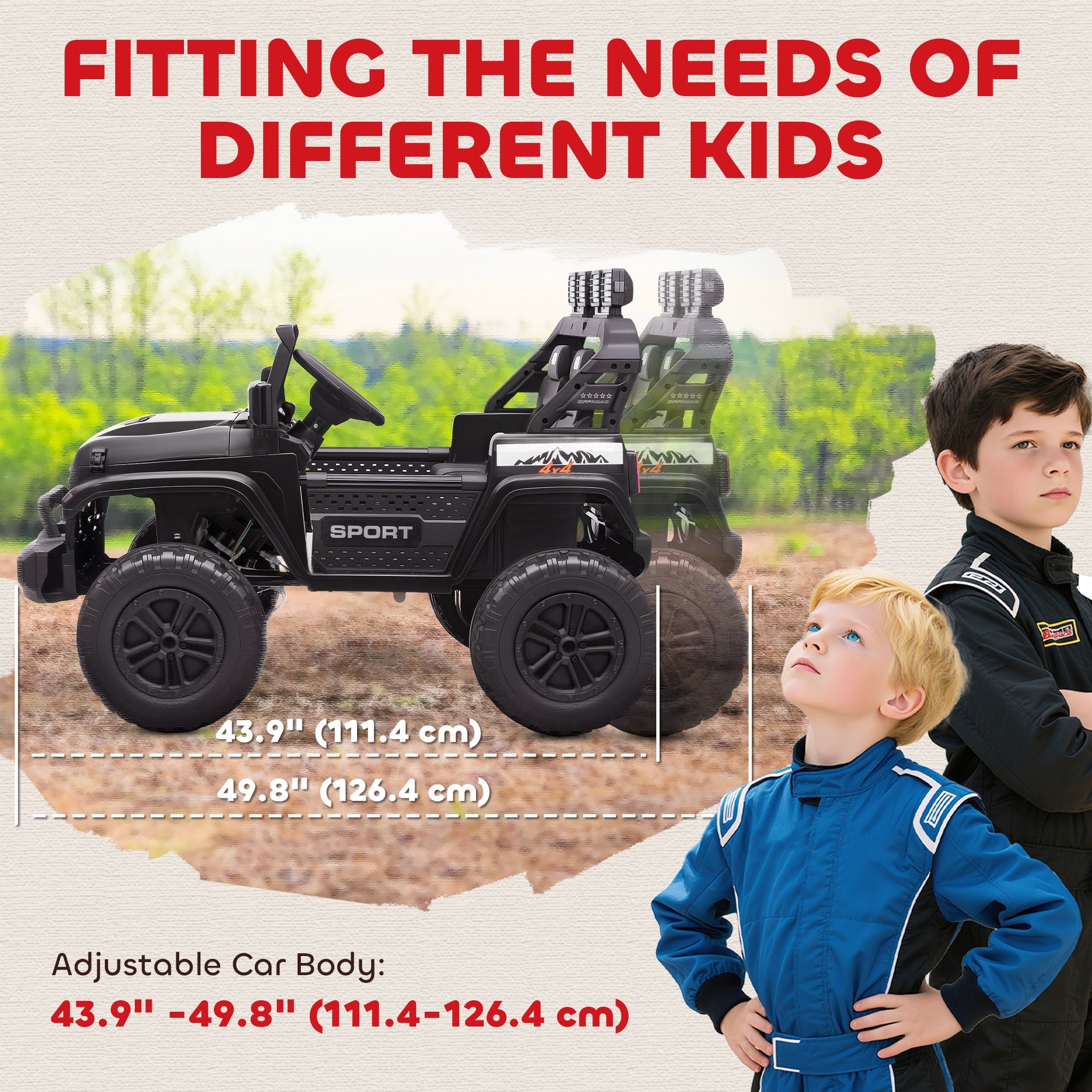 Qaba Ride on Truck Car with 2-Seater, 24V Electric Car with 4 Motors, Remote Control, Spring Suspension for 3-8 Years, Black