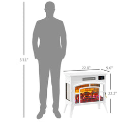 HOMCOM Electric Fireplace Stove, Infrared Fireplace Heater with Realistic Flame & Adjustable Temperature, 1500W, White