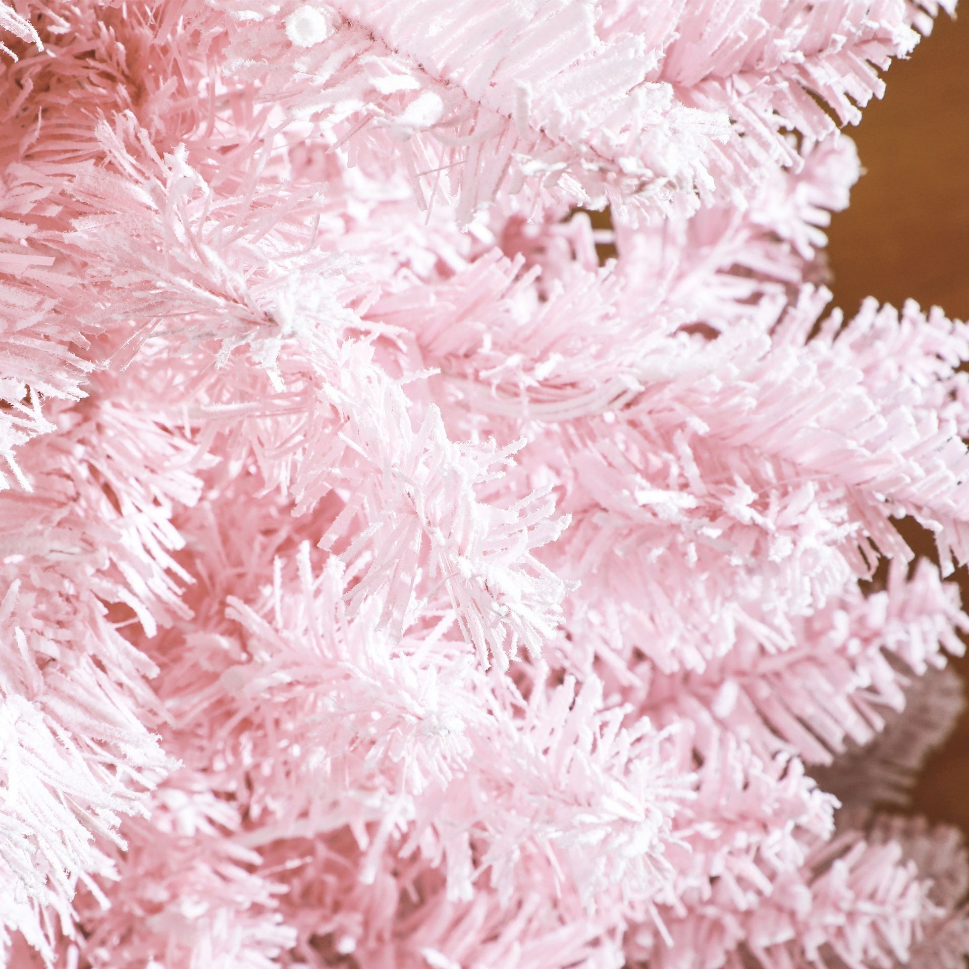 HOMCOM 5ft Pencil Christmas Tree, Slim Artificial Christmas Tree with Snow Flocked Branches and Warm White LED Lights, Pink