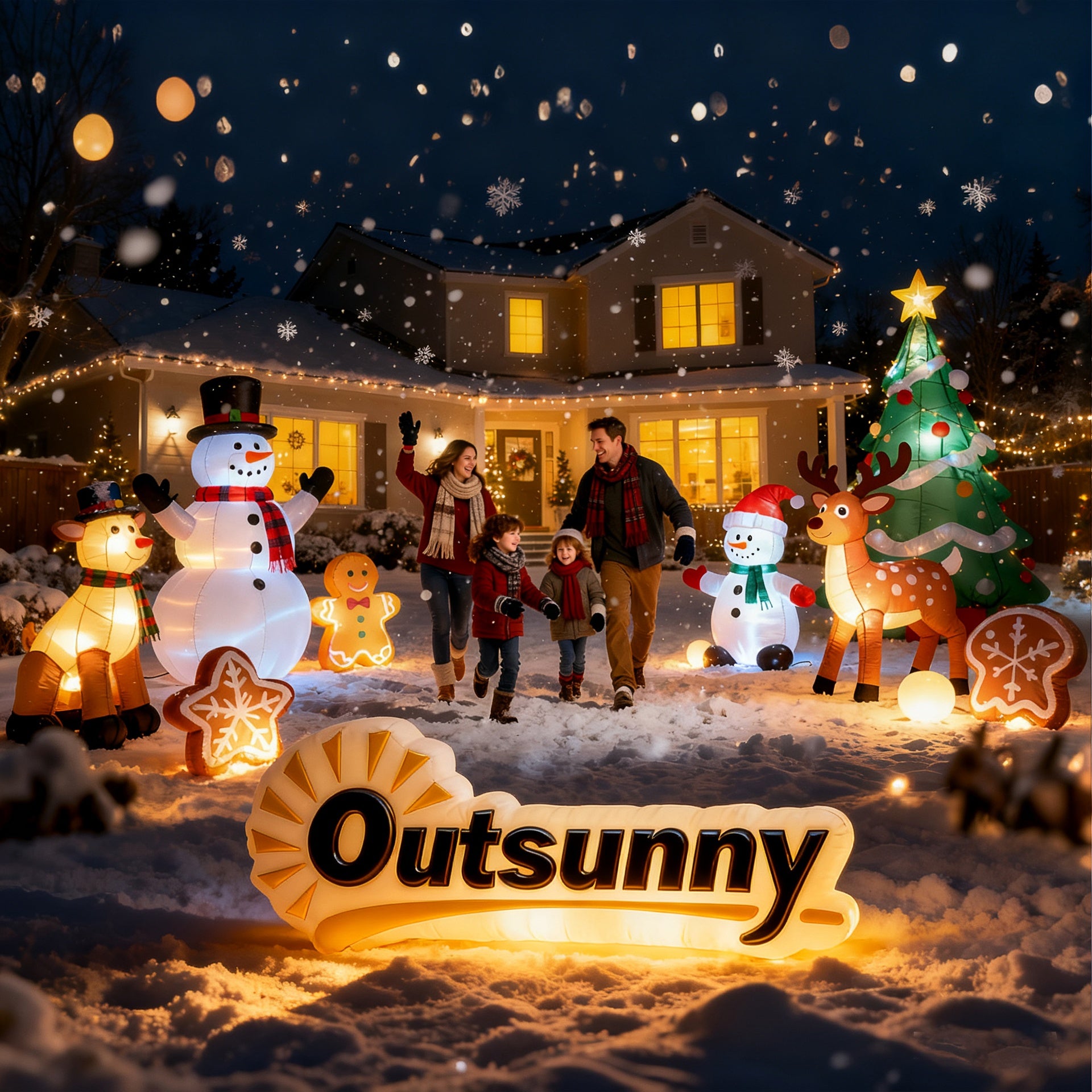 Outsunny 10FT Giant Inflatable Candy House Archway, Christmas Blow Up Arch with LED Lights for Indoor, Outdoor, Yard
