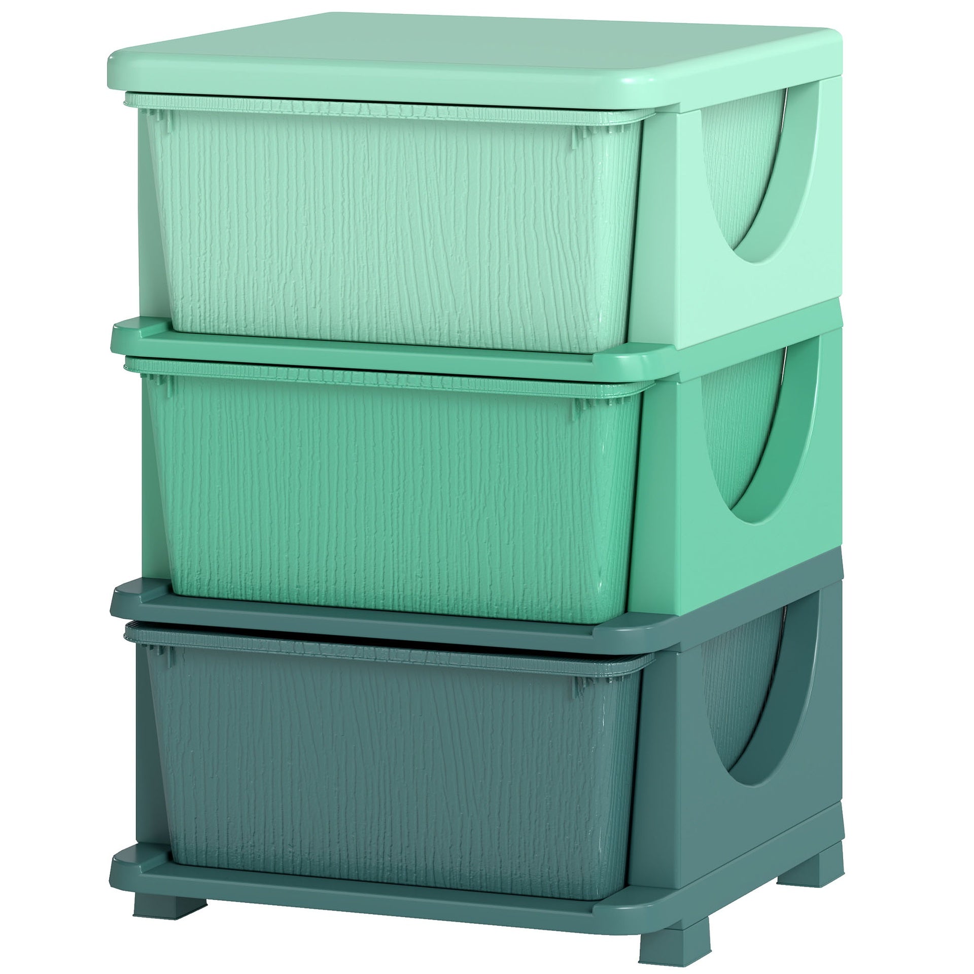 Qaba 3 Tier Kids Storage Unit, Toy Organizers and Storage with 3 Drawer for Bedroom Nursery Living Room for Boys Girls Green