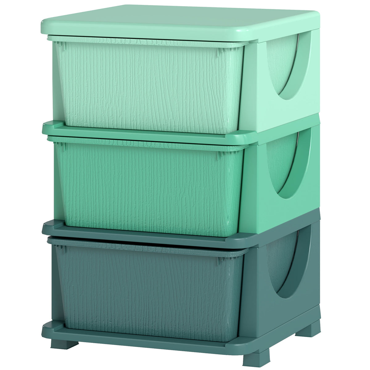 Qaba 3 Tier Kids Storage Unit, Toy Organizers and Storage with 3 Drawer for Bedroom Nursery Living Room for Boys Girls Green