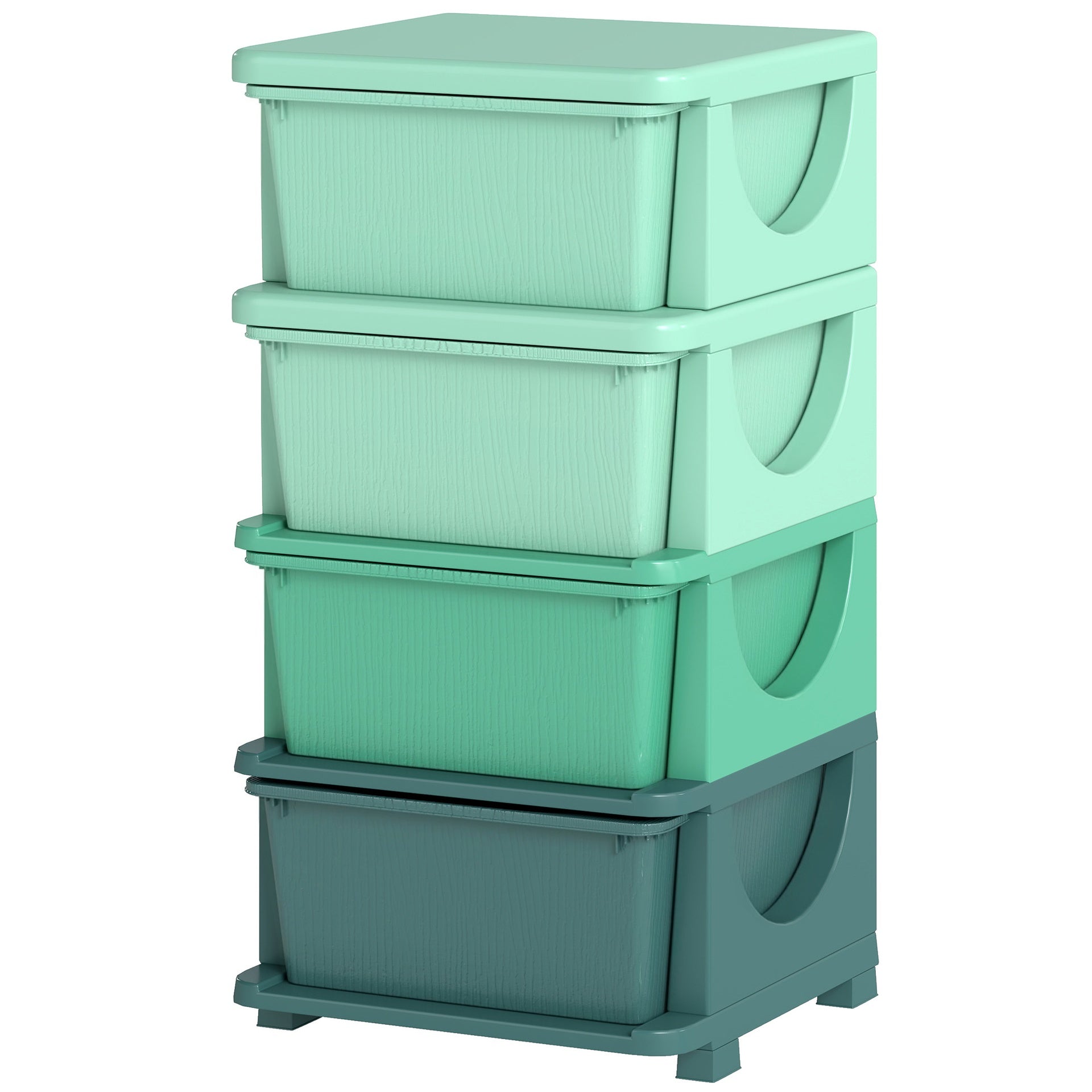 Qaba 4 Tier Kids Storage Unit, Toy Organizers and Storage with 4 Drawer for Bedroom Nursery Living Room for Boys Girls Green