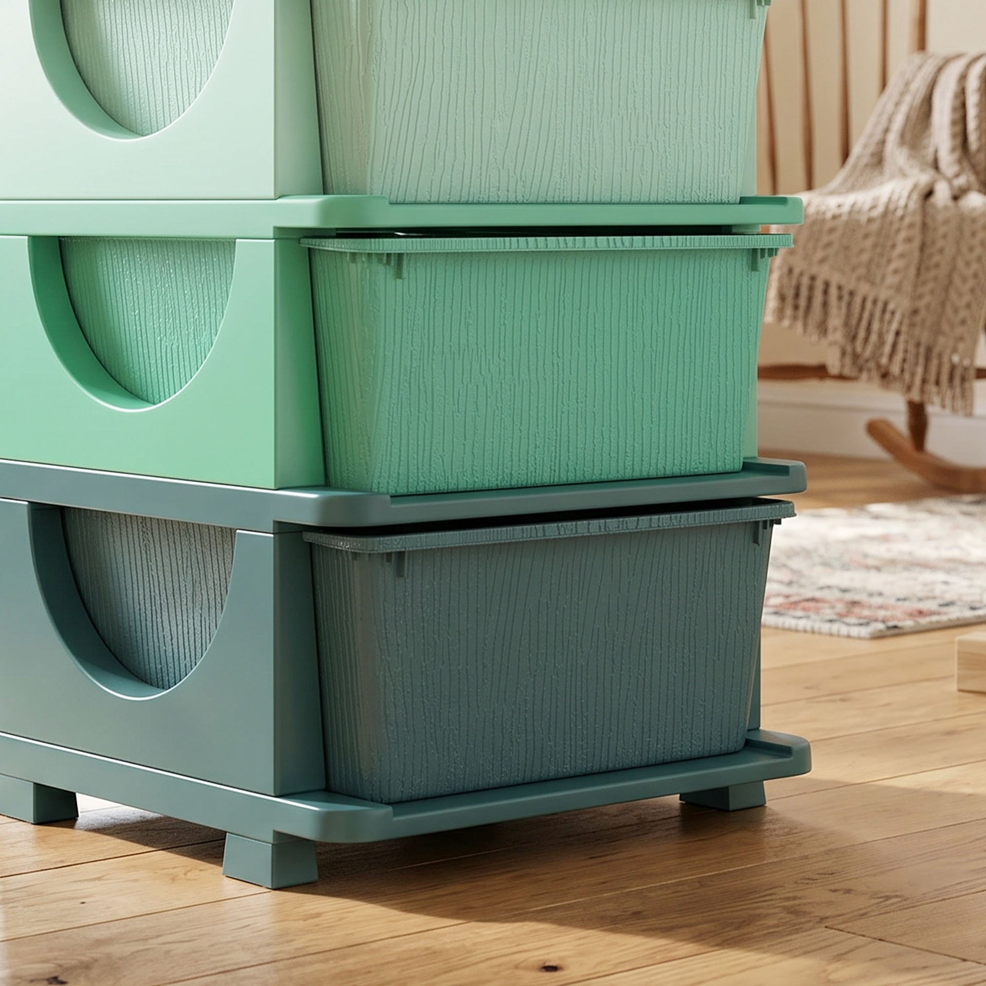 Qaba 4 Tier Kids Storage Unit, Toy Organizers and Storage with 4 Drawer for Bedroom Nursery Living Room for Boys Girls Green