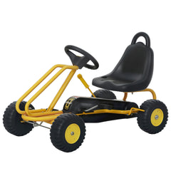 Qaba Go Kart for Kids, 4 Wheel Pedal Go Cart with Adjustable Seat, Safety Hand Brake for Boys Girls 3-6 Years, Yellow