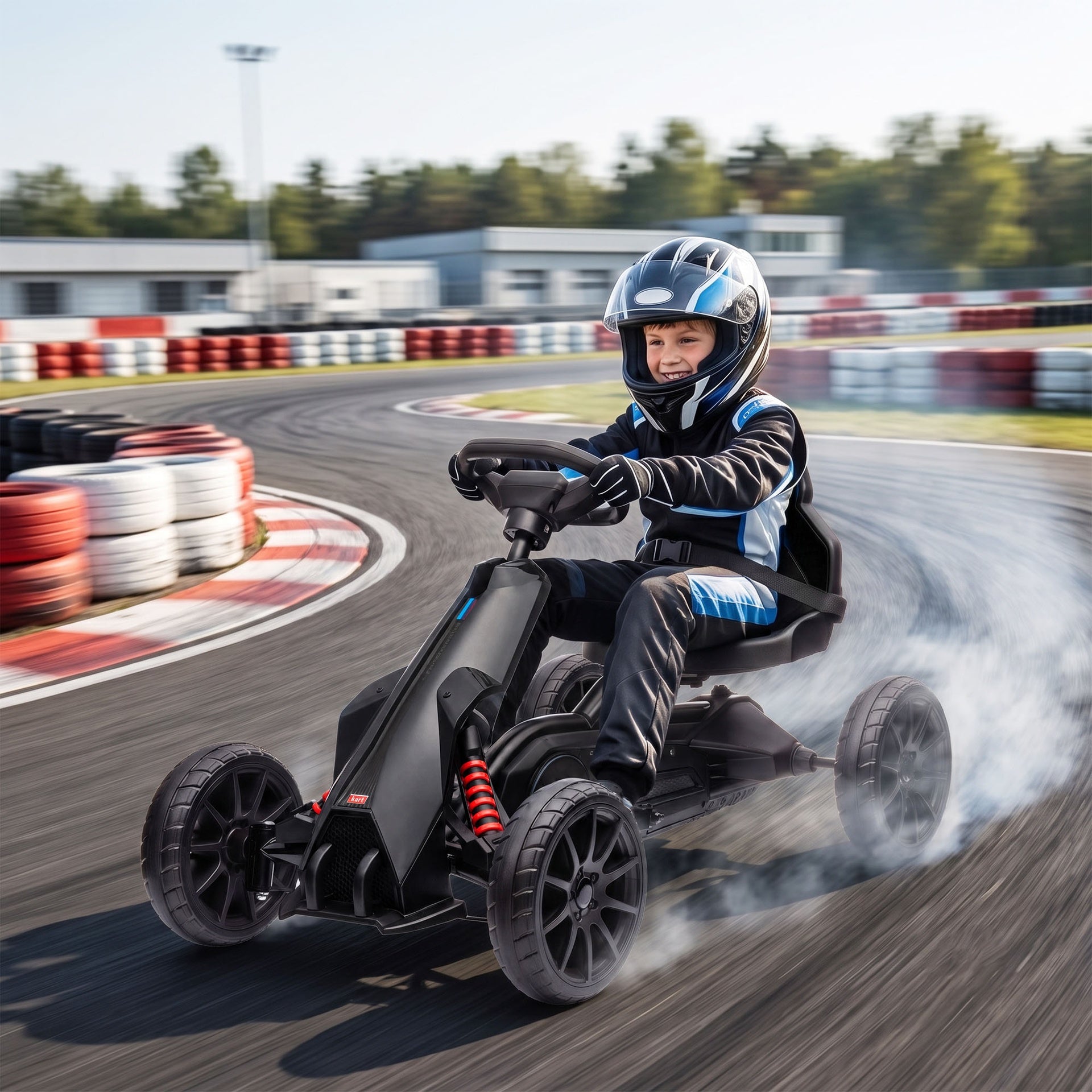 Aosom 12V Electric Go Kart for Kids, Ride On Toy with EVA Tires, 2 Speeds, Adjustable Seat, Safety Belt for 3-8 Years, Black