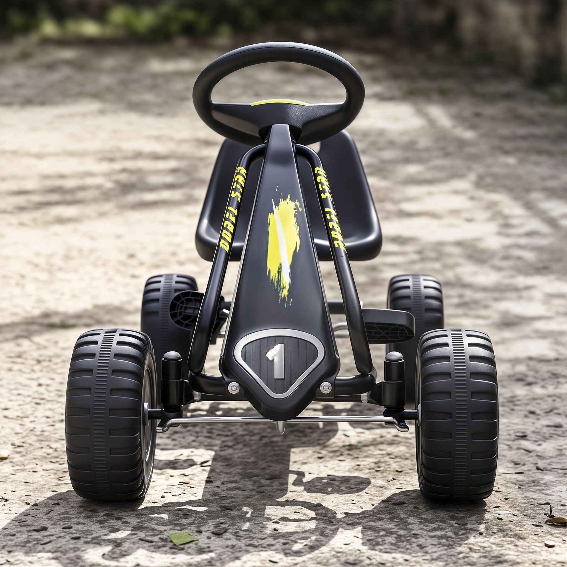 Qaba Pedal Go Kart for Kids with Adjustable Seat, Backrest, Outdoor Racer Ride On Pedal Car for Boys Girs 3-6 Years, Black