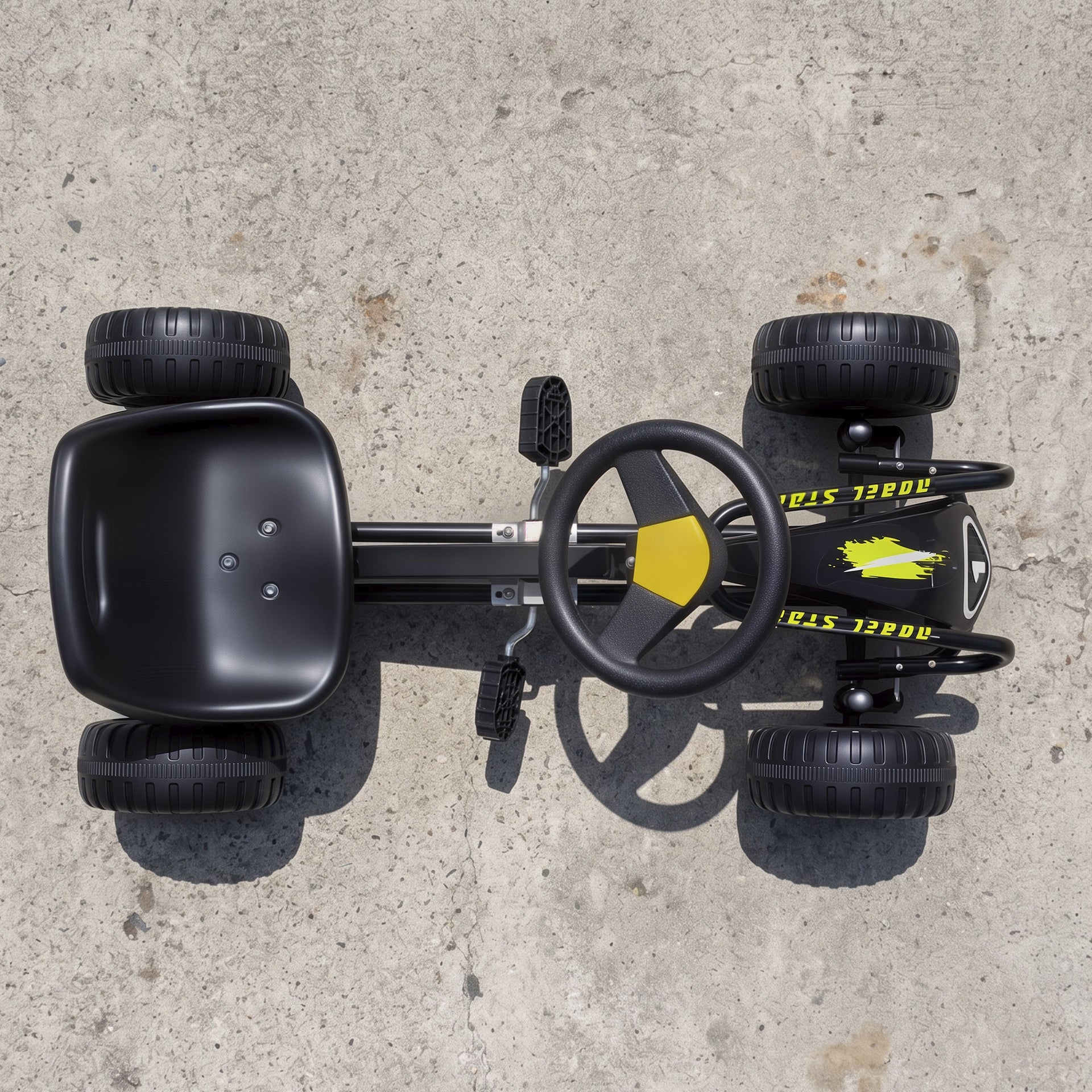 Qaba Pedal Go Kart for Kids with Adjustable Seat, Backrest, Outdoor Racer Ride On Pedal Car for Boys Girs 3-6 Years, Black