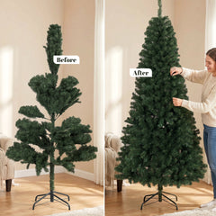 HOMCOM 7.5 ft Artificial Christmas Tree, Norway Spruce Tree, Hinged Xmas Tree with Metal Stand
