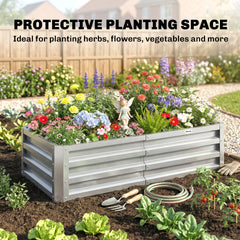 Outsunny Galvanized Raised Garden Bed, 4' x 2' x 1' Metal Planter Box, for Growing Vegetables, Flowers, Herbs, Succulents, Green