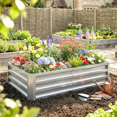 Outsunny Galvanized Raised Garden Bed, 4' x 2' x 1' Metal Planter Box, for Growing Vegetables, Flowers, Herbs, Succulents, Green