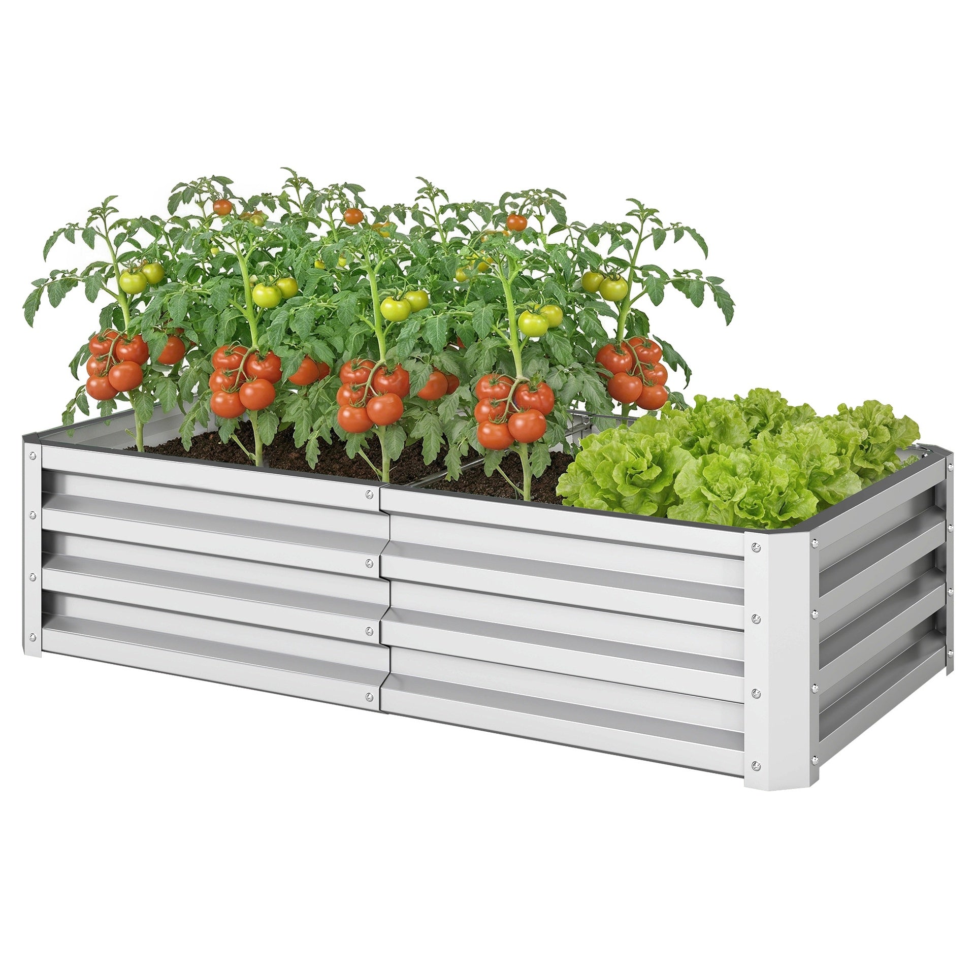 Outsunny Galvanized Raised Garden Bed, 4' x 2' x 1' Metal Planter Box, for Growing Vegetables, Flowers, Herbs, Succulents, Green