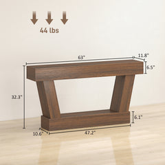 HOMCOM 63 Inch Vintage Console Table, Narrow Entryway Table with Open Shelf for Living Room, Brown