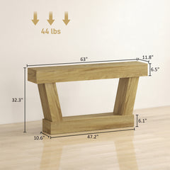 HOMCOM 63 Inch Vintage Console Table, Narrow Entryway Table with Open Shelf for Living Room, Oak