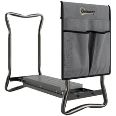 Outsunny 2-In-1 Garden Kneeler and Seat, Heavy Duty Foldable Garden Stool with Soft EVA Pad and Tool Pouch, Gray