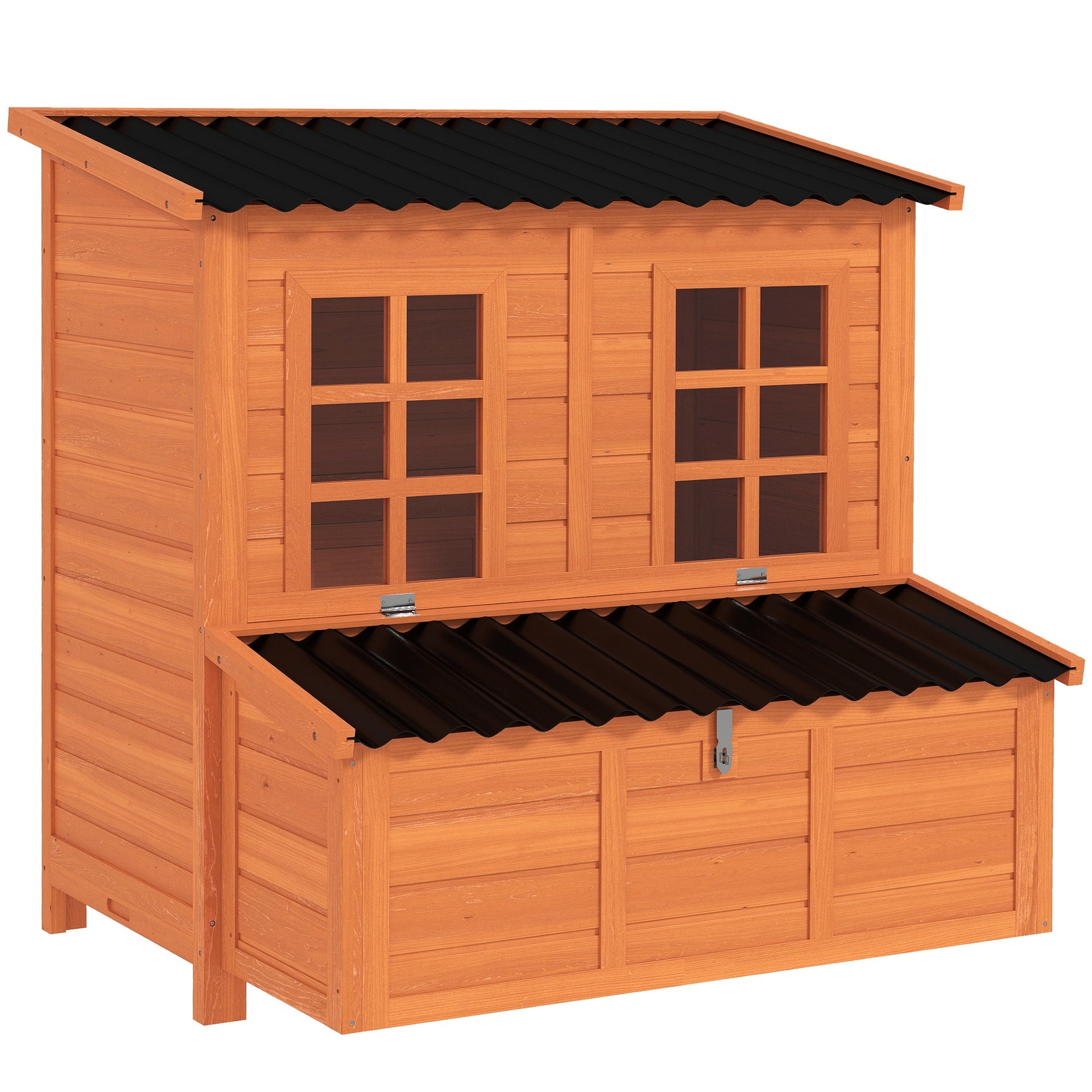 PawHut Wooden Chicken Coop with Nesting Box, Pull-Out Tray, Waterproof Roof, 39" Chicken House for 2-4 Chickens, Rabbits