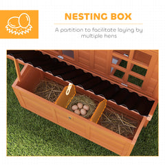 PawHut Wooden Chicken Coop with Nesting Box, Pull-Out Tray, Waterproof Roof, 39" Chicken House for 2-4 Chickens, Rabbits