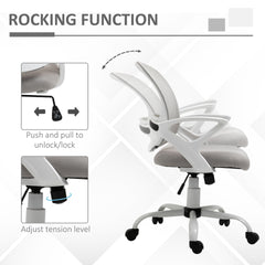 HOMCOM Swivel Mid Back Computer Desk Chair, Ergonomic Mesh Office Chair with Rocking Function, Rolling Wheels, Gray