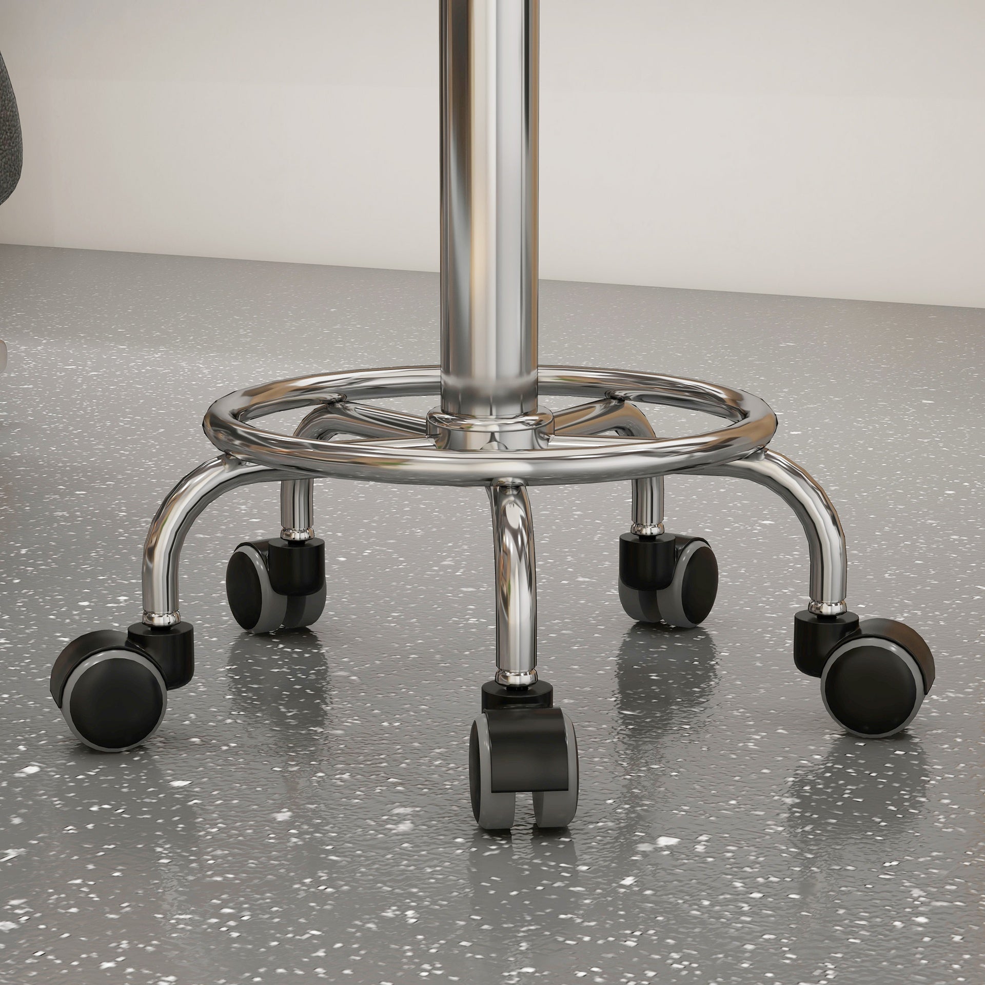 HOMCOM PU Leather Adjustable Stool, Rolling Saddle Stool with Wheels for Massage, Spa, Clinic, Beauty and Tattoo, White