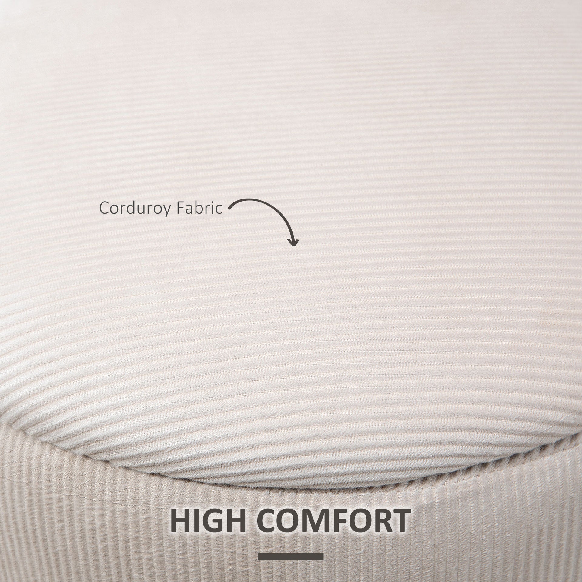 HOMCOM Corduroy Stool, Ottoman with Storage Set of 2, Removable Wood Lid, Hidden Space, Cream White