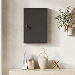kleankin Wall Mount Medical Cabinet, Bathroom Cabinet with 3 Tier Shelves, 2 Keys, 15.7" x 7.1" x 23.6", Black