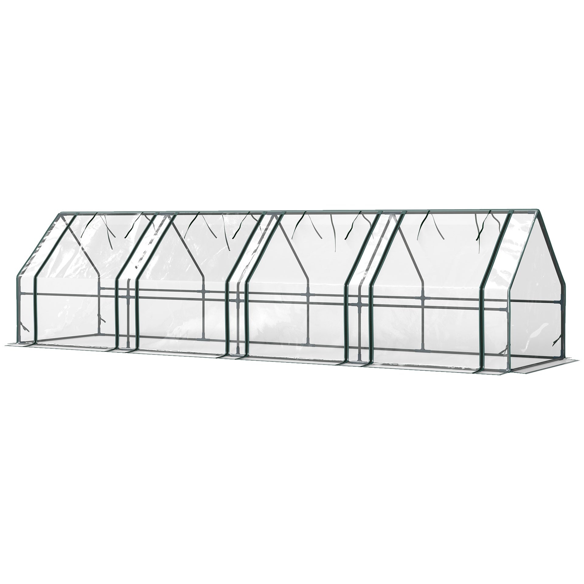 Outsunny Portable Mini Greenhouse, Outdoor Garden with Large Zipper Doors and Water/UV PVC Cover, 12' x 3' x 3', Clear